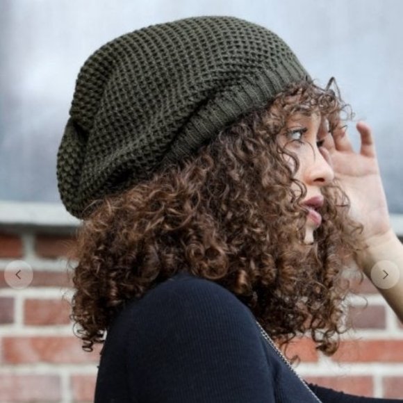 Olive Super Soft Knit Slouch Beanie - Picture 2 of 2
